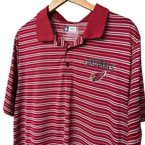 Men's Arizona Cardinals Striped Polo Shirt Red XL Short Sleeve NFL Apparel